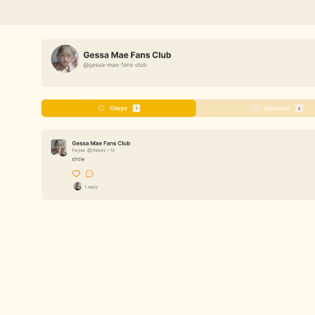 Chirpy group circle interface for "The Ragers" showing member list, active discussions, and join request buttons.